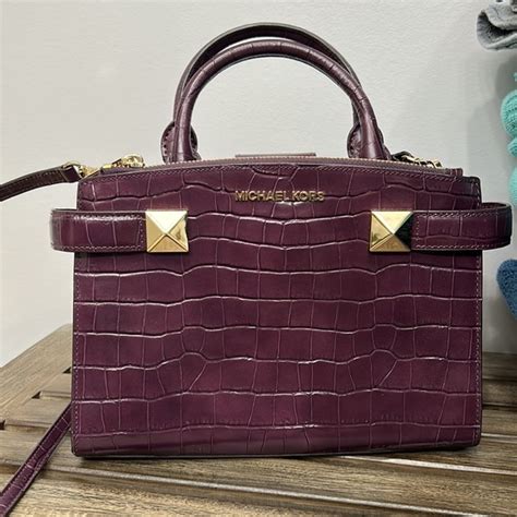 michael kors embossed leather bag damson